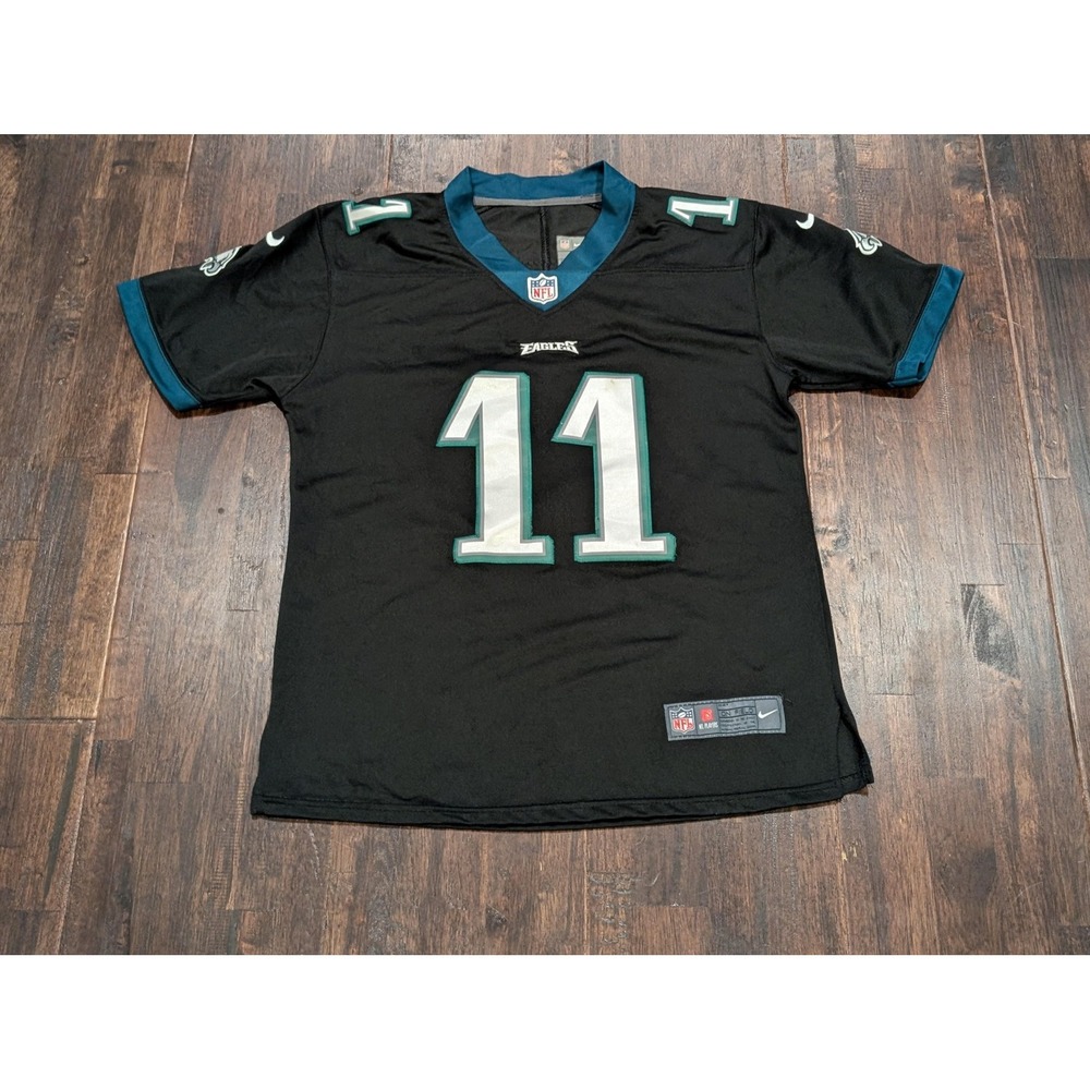 Philadelphia Eagles Football Jersey Youth Large Black NFL Nike Wentz 11 On Field